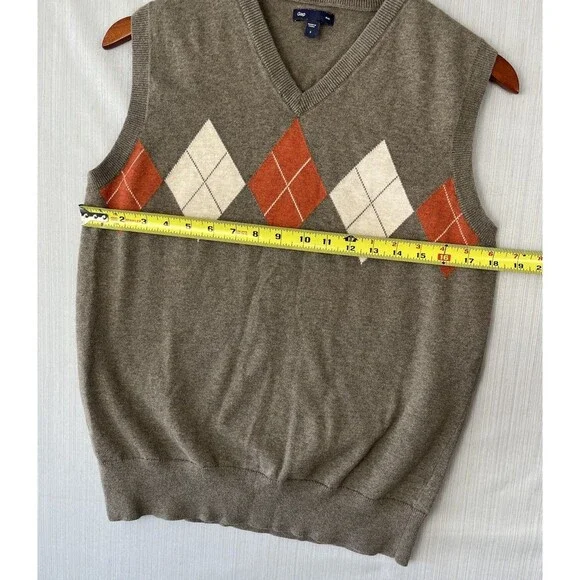 Dark Academia Argyle Sweater Vest Cotton Preppy Gap S - Picture 5 of 8